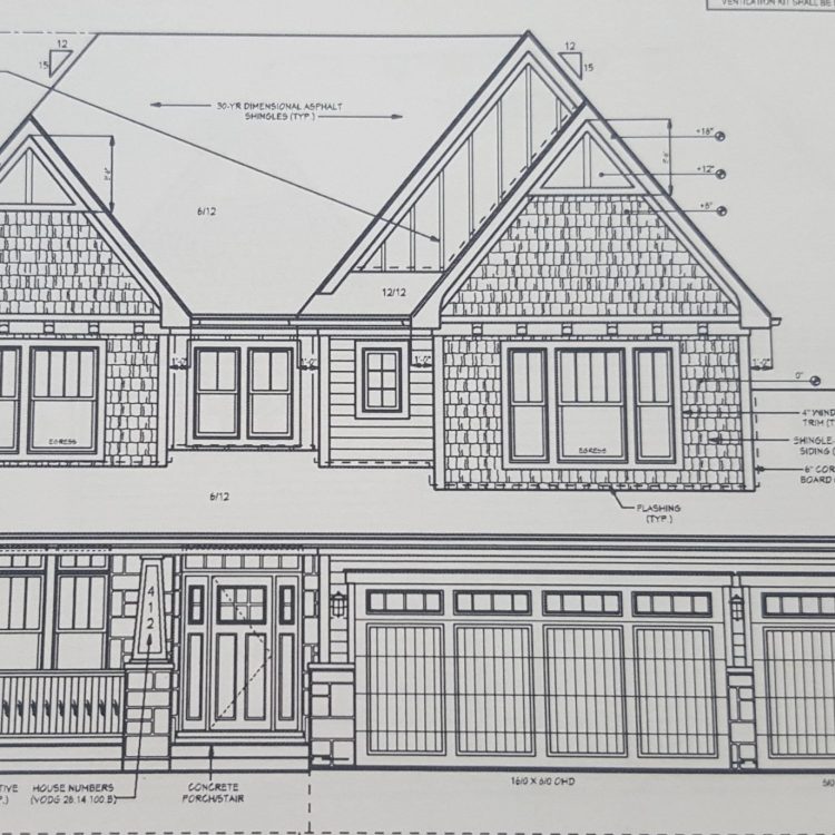 Sherman Street Project - Architectural Drawing - Custom Home by Ryan James Homes